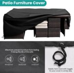 Wumiokio Patio Furniture Set, 7 Pieces Outdoor Patio Furniture with Dining Table&Chair, All Weather Wicker Conversation Set with Ottoman,Brown Rattan & Ivory Cushions (Include Sofa Dust Cover) - Image 6