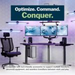 Vari Command Center Electric Standing Desk – 120° Curved Sit-Stand Gaming Desk Corner Workstation for Triple Monitors + Sloped Front Edge, 4 Height Settings, 200 lb Capacity (Black Top/Slate Legs) - Image 4