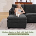 110" Sectional Couches with Double Chaises, Comfy Deep Dual-Layer Cushion Couch, 9 Seater Oversize Couch, Modern Modular Sofa, Chenille Sofas for Living Room, Apartment, Grey - Image 5