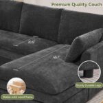 110" Sectional Couches with Double Chaises, Comfy Deep Dual-Layer Cushion Couch, 9 Seater Oversize Couch, Modern Modular Sofa, Chenille Sofas for Living Room, Apartment, Grey - Image 7