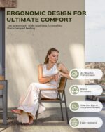 Vexwalx 7-Piece Outdoor Dining Set, Aluminum Dining Table Set for 6, Patio Table and Chairs Set with Umbrella Hole, All Weather HDPS Outdoor Table and Chairs for 6 (Gray-Teak) - Image 4