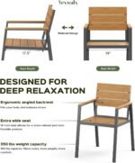 Vexwalx 7-Piece Outdoor Dining Set, Aluminum Dining Table Set for 6, Patio Table and Chairs Set with Umbrella Hole, All Weather HDPS Outdoor Table and Chairs for 6 (Gray-Teak) - Image 6