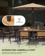 Vexwalx 7-Piece Outdoor Dining Set, Aluminum Dining Table Set for 6, Patio Table and Chairs Set with Umbrella Hole, All Weather HDPS Outdoor Table and Chairs for 6 (Gray-Teak) - Image 7