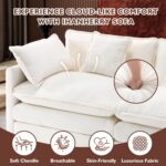 Ihanherry 146" U-Shaped Modern Sofa Modular Sectional Cloud Couch with 2 Ottoman, 6-Seat Chenille Deep Seat Sofa with 6 Pillows for Living Room, Bedroom and Apartment, Beige - Image 5