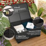 Outdoor Patio Furniture 60000 BTU Outdoor Propane Fire Pit Table Patio Furniture Set 45 In Outdoor Fire Pits 7 Pieces Patio Sofa Outdoor Chairs Anti-slip Cushions Waterproof Covers, Peacock Blue - Image 5