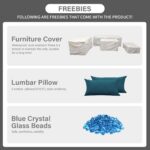 Outdoor Patio Furniture 60000 BTU Outdoor Propane Fire Pit Table Patio Furniture Set 45 In Outdoor Fire Pits 7 Pieces Patio Sofa Outdoor Chairs Anti-slip Cushions Waterproof Covers, Peacock Blue - Image 8