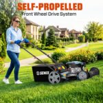 SENIX 21'' Self-Propelled Gas Lawn Mower (FWD), 170 cc 4-Cycle Engine 3.8 HP, 3-in-1 (Bagging/Mulching/Side Discharge), 6-Position Cutting Height Adjustment, 1.7 Bushels Grass Bag - Image 4