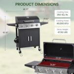 HUGROVE 4-Burner Propane Gas BBQ Grill, Upgraded 40,000 BTU Stainless Steel Barbecue Grill with Foldable Side Tables, Spice Rack & Wheels for Outdoor Cooking - Image 3