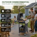 HUGROVE 4-Burner Propane Gas BBQ Grill, Upgraded 40,000 BTU Stainless Steel Barbecue Grill with Foldable Side Tables, Spice Rack & Wheels for Outdoor Cooking - Image 4