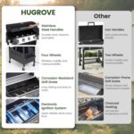 HUGROVE 4-Burner Propane Gas BBQ Grill, Upgraded 40,000 BTU Stainless Steel Barbecue Grill with Foldable Side Tables, Spice Rack & Wheels for Outdoor Cooking - Image 6
