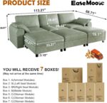 EASE MOOSE Oversized Modular Sectional Sofa Bed, Waterproof & Scratch-Resistant Faux Leather Sofa with Deep Seat, Comfy Sofa Sleeper with Storage Ottoman, Sectional Couches for Living Room, Green - Image 3