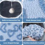 Cat Tunnel Bed, Cute Cat Tunnel Toy with Washable Cushion, Fits Indoor Cats up to 25 lbs, Cute Peekaboo Cave Pet Bed for Kittens, Rabbits, Blue Heart - Image 3