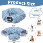 Cat Tunnel Bed, Cute Cat Tunnel Toy with Washable Cushion, Fits Indoor Cats up to 25 lbs, Cute Peekaboo Cave Pet Bed for Kittens, Rabbits, Blue Heart - Image 4