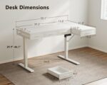 OffiGo L Shaped Electric Standing Desk with Wooden Drawers, 55 Inch Height Adjustable Corner Workstation with Power Outlets, Sit Stand Table for Home, Office, White - Image 4