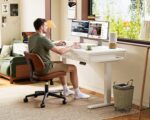 OffiGo L Shaped Electric Standing Desk with Wooden Drawers, 55 Inch Height Adjustable Corner Workstation with Power Outlets, Sit Stand Table for Home, Office, White - Image 10