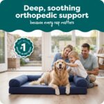 Furhaven Orthopedic Dog Bed for Large Dogs w/ Removable Bolsters & Washable Cover, For Dogs Up to 95 lbs - Quilted Sofa - Navy (Blue), Jumbo/XL - Image 3