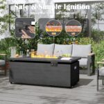 Sundale Outdoor 51 Inch Outdoor Fire Pit Table, 50,000BTU Rectangle Propane Fire Pit with Sliding Tank Holder, Glass Wind Guard, Removable Lid, CSA Certified, Gray - Image 5