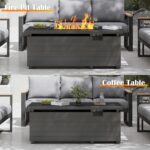 Sundale Outdoor 51 Inch Outdoor Fire Pit Table, 50,000BTU Rectangle Propane Fire Pit with Sliding Tank Holder, Glass Wind Guard, Removable Lid, CSA Certified, Gray - Image 7