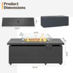 Sundale Outdoor 51 Inch Outdoor Fire Pit Table, 50,000BTU Rectangle Propane Fire Pit with Sliding Tank Holder, Glass Wind Guard, Removable Lid, CSA Certified, Gray - Image 8