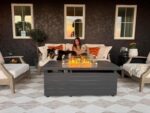 Sundale Outdoor 51 Inch Outdoor Fire Pit Table, 50,000BTU Rectangle Propane Fire Pit with Sliding Tank Holder, Glass Wind Guard, Removable Lid, CSA Certified, Gray - Image 10