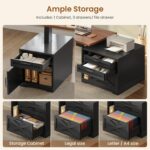 SEDETA Farmhouse L Shaped Standing Desk, 70.1" x 73.2" Height Adjustable Home Office Executive Desk with Drawers, Power Outlet, Monitor Stand, Sit Stand Table with Led Lights for Home Office, Black - Image 5