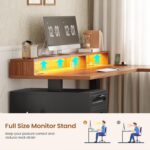 SEDETA Farmhouse L Shaped Standing Desk, 70.1" x 73.2" Height Adjustable Home Office Executive Desk with Drawers, Power Outlet, Monitor Stand, Sit Stand Table with Led Lights for Home Office, Black - Image 9
