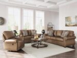 Signature Design by Ashley Shadsburne Rustic Faux Leather Sofa with Nailhead Trim and 2 Throw Pillows, Brown - Image 9