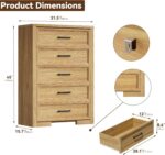 5 Drawers Dresser for Bedroom, 45" Tall Modern Chest of Drawers with Metal Handle, Wood Closet Clothes Storage Organizer for Living Room, Hallway, Entryway - Image 3