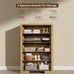 5 Drawers Dresser for Bedroom, 45" Tall Modern Chest of Drawers with Metal Handle, Wood Closet Clothes Storage Organizer for Living Room, Hallway, Entryway - Image 5