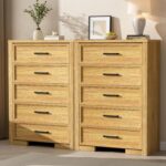 5 Drawers Dresser for Bedroom, 45" Tall Modern Chest of Drawers with Metal Handle, Wood Closet Clothes Storage Organizer for Living Room, Hallway, Entryway - Image 7