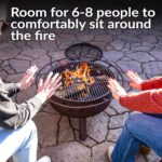 Sunnydaze Cosmic 30-Inch Patio Fire Pit for Outside - Outdoor Wood-Burning Fire Pit with Grill Grate, Spark Screen, and Fireplace Poker - Bronze - Image 3