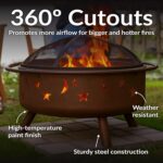 Sunnydaze Cosmic 30-Inch Patio Fire Pit for Outside - Outdoor Wood-Burning Fire Pit with Grill Grate, Spark Screen, and Fireplace Poker - Bronze - Image 5