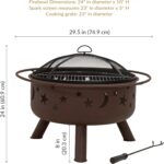 Sunnydaze Cosmic 30-Inch Patio Fire Pit for Outside - Outdoor Wood-Burning Fire Pit with Grill Grate, Spark Screen, and Fireplace Poker - Bronze - Image 8
