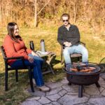 Sunnydaze Cosmic 30-Inch Patio Fire Pit for Outside - Outdoor Wood-Burning Fire Pit with Grill Grate, Spark Screen, and Fireplace Poker - Bronze - Image 10