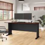 Bush Business Furniture Series A 72W Desk in Hansen Cherry and Galaxy, Large Workstation for Home or Professional Workspace, Desktop Solution for Office Use - Image 3