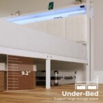 Rolanstar Bed Frame Queen Size with Charging Station and LED Lights, Upholstered Headboard with Storage Shelves, Heavy Duty Metal Slats, No Box Spring Need, Noise Free, Easy Assembly, White - Image 6