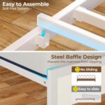 Rolanstar Bed Frame Queen Size with Charging Station and LED Lights, Upholstered Headboard with Storage Shelves, Heavy Duty Metal Slats, No Box Spring Need, Noise Free, Easy Assembly, White - Image 7