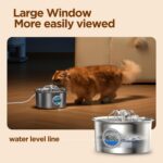 Pet Water Fountain Stainless Steel - Cat Fountain with 8 Filters & 8 Sponges - 88oz/2.6L Automatic Cat Watering Dispenser Bowl with Water Level Window - IHOUONE Quiet Fountains for Cats & Dogs Owners - Image 4
