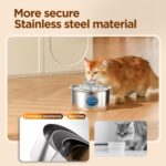 Pet Water Fountain Stainless Steel - Cat Fountain with 8 Filters & 8 Sponges - 88oz/2.6L Automatic Cat Watering Dispenser Bowl with Water Level Window - IHOUONE Quiet Fountains for Cats & Dogs Owners - Image 8