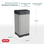 Keter Rockford Resin 38 Gallon Outdoor Kitchen Trash Can with Lid and Drip Tray for Easy Cleaning-Perfect for Patio Dining, Grey - Image 3