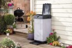 Keter Rockford Resin 38 Gallon Outdoor Kitchen Trash Can with Lid and Drip Tray for Easy Cleaning-Perfect for Patio Dining, Grey - Image 5