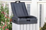 Keter Rockford Resin 38 Gallon Outdoor Kitchen Trash Can with Lid and Drip Tray for Easy Cleaning-Perfect for Patio Dining, Grey - Image 6