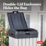 Keter Rockford Resin 38 Gallon Outdoor Kitchen Trash Can with Lid and Drip Tray for Easy Cleaning-Perfect for Patio Dining, Grey - Image 9