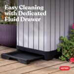 Keter Rockford Resin 38 Gallon Outdoor Kitchen Trash Can with Lid and Drip Tray for Easy Cleaning-Perfect for Patio Dining, Grey - Image 10