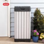 Keter Rockford Resin 38 Gallon Outdoor Kitchen Trash Can with Lid and Drip Tray for Easy Cleaning-Perfect for Patio Dining, Grey - Image 12