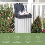 Keter Rockford Resin 38 Gallon Outdoor Kitchen Trash Can with Lid and Drip Tray for Easy Cleaning-Perfect for Patio Dining, Grey - Image 13