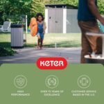 Keter Rockford Resin 38 Gallon Outdoor Kitchen Trash Can with Lid and Drip Tray for Easy Cleaning-Perfect for Patio Dining, Grey - Image 15