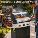 4 Burners Propane Gas Outdoor Grill 50,000 BTU, 553 Sq.in, Searing Burner, Side Burner, Porcelain-Enameled Grates BBQ Grill, Stainless Steel Propane Grill, Patio Garden Family Party Barbecues - Image 5