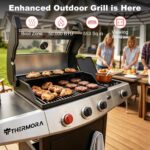 4 Burners Propane Gas Outdoor Grill 50,000 BTU, 553 Sq.in, Searing Burner, Side Burner, Porcelain-Enameled Grates BBQ Grill, Stainless Steel Propane Grill, Patio Garden Family Party Barbecues - Image 6