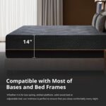 MLILY EGOHOME 14 Inch Queen Memory Foam Mattress for Back Pain, Cooling Copper Gel Bed in a Box, Foam Made in USA, CertiPUR-US Certified, Therapeutic Medium Firm, 60x80x14 Black - Image 6